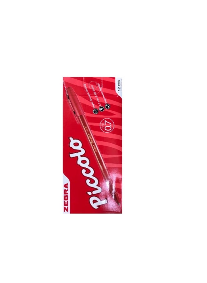 ZEBRA Zebra Piccolo Ball Pen 0.7mm Pack of 12 Red Color  - Image 2