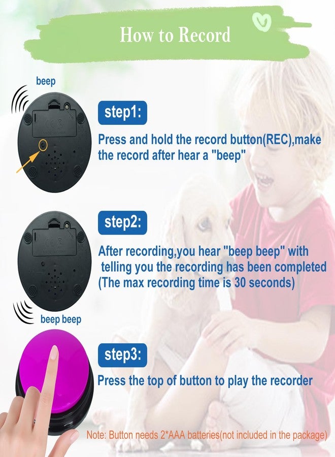 Gelabur Set of 2 Dog Buttons for Communication, Voice Recordable Buttons for Classroom, Dog Training Talking Buttons Starter Set, Pet Easy Speaking Buttons Tools - Image 4