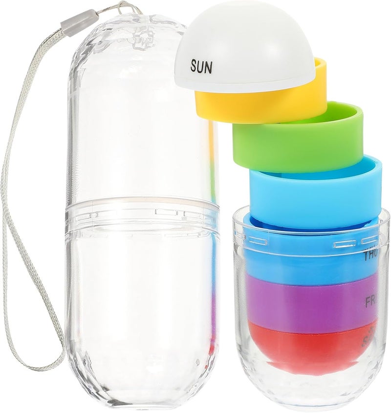 LABRIMP 7-Day Portable Weekly Pill Organizer, Compact Color-Coded Medicine Case with 7 Compartments for Daily Use, Travel-Friendly Medication Storage for Supplements and Tablets - Image 1