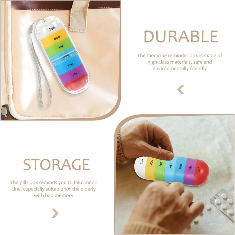 LABRIMP 7-Day Portable Weekly Pill Organizer, Compact Color-Coded Medicine Case with 7 Compartments for Daily Use, Travel-Friendly Medication Storage for Supplements and Tablets - Image 3