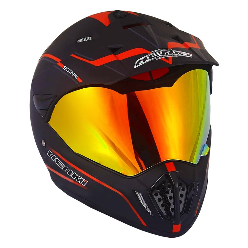 NENKI Dual Sport Helmet Motocross Helmet Dirt Bike Helmet ATV Helmet for Men Full Face Motorcycle Helmets MX UTV Off Road Helmet with Visor DOT Approved Women Adults LargeMatte Black Red