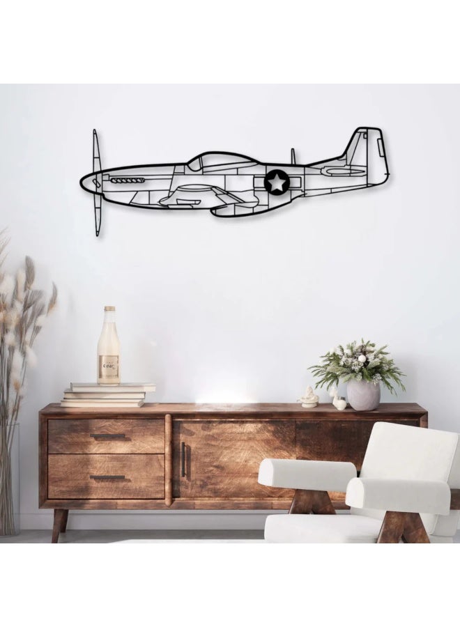 Metal Wall Decoration Featuring an Airplane Motif - P-51 Mustang - Image 1