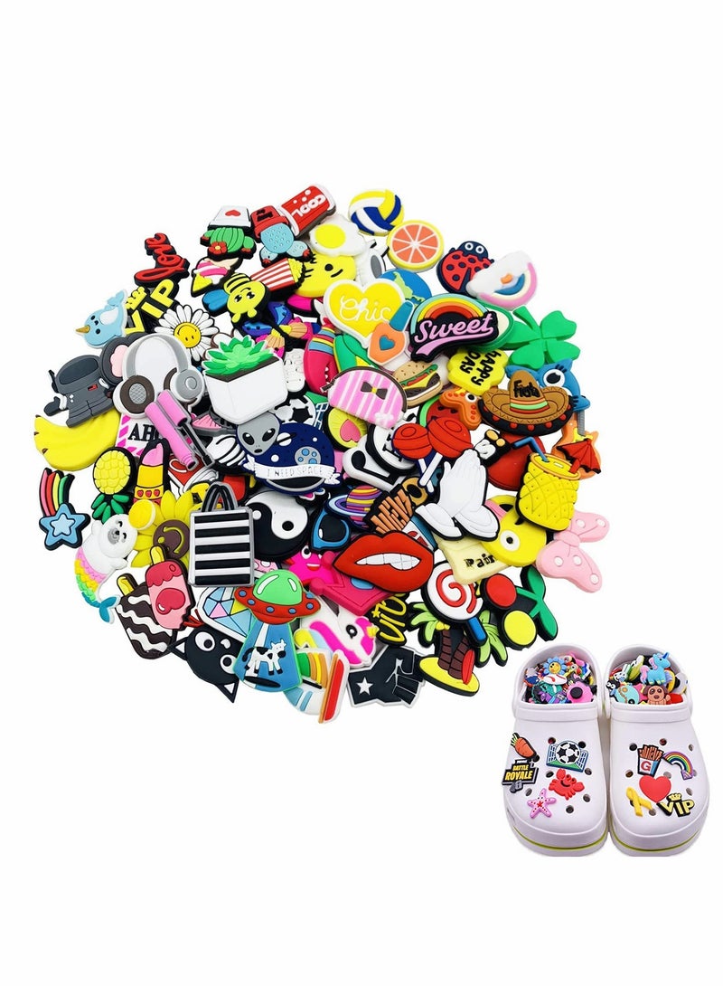 Excefore Shoe Decoration Charms, 100Pcs Assorted  Croc Charm, Croc Jibbitz Accessories for Crocs Shoe - Image 1