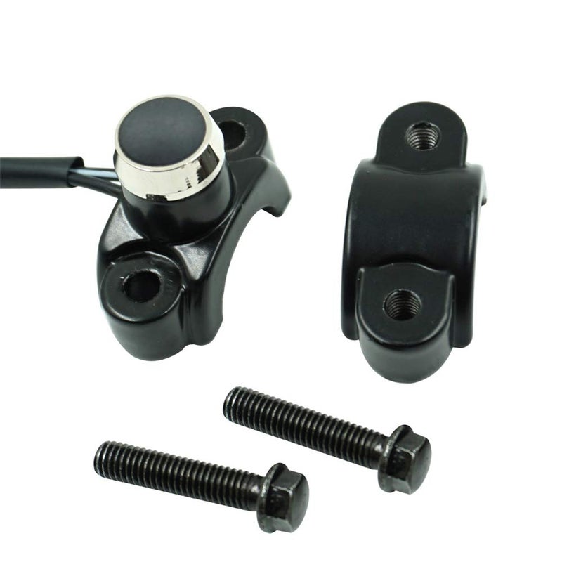 Feiteplus Aluminum 7/8" Motorcycle Handlebar Control Horn Start Switch Button Momentary Action with Two Bullet Connectors Black Button - Image 1