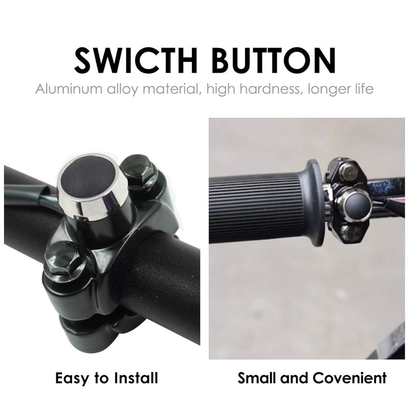 Feiteplus Aluminum 7/8" Motorcycle Handlebar Control Horn Start Switch Button Momentary Action with Two Bullet Connectors Black Button - Image 4