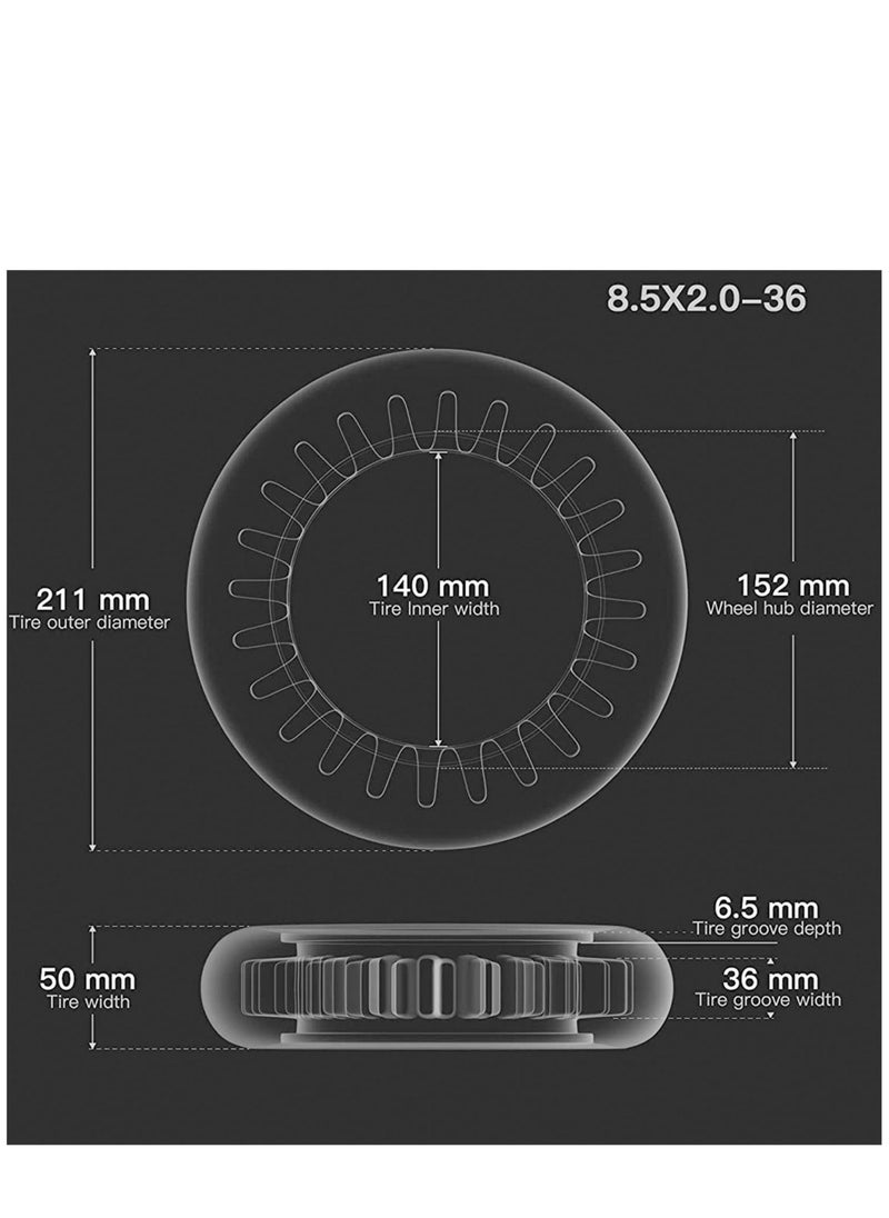Excefore - Solid Rubber Tire 8.5 inch for Gotrax GXL V2/XR/APEX XL S2/S2R M365/Pro Scooter Front/Rear Tyre Shock Absorption Explosion Proof Accessories 2PCS - Image 1