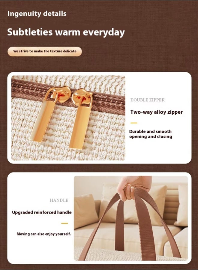 Foldable Large Moving Storage Bag Organizer With Zips & Carrying Handles, Storage Totes for Clothes, Moving Supplies, Space Saving,Beige,50*25*40cm - Image 3