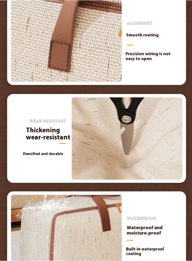 Foldable Large Moving Storage Bag Organizer With Zips & Carrying Handles, Storage Totes for Clothes, Moving Supplies, Space Saving,Beige,50*25*40cm - Image 4