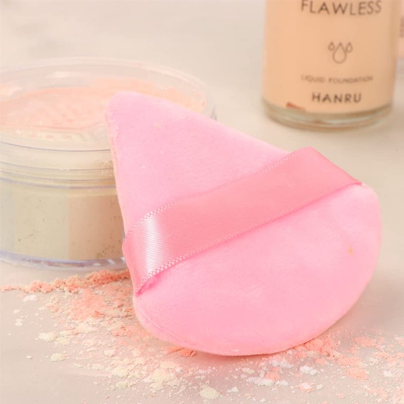 Ocim 10Pcs Powder Puffs for Face Powder,Soft Velour Triangle Beauty Puff,Makeup Pressed,Baking & Setting Powder Sponge Applicator Pads with Case,Black&Pink - Image 3