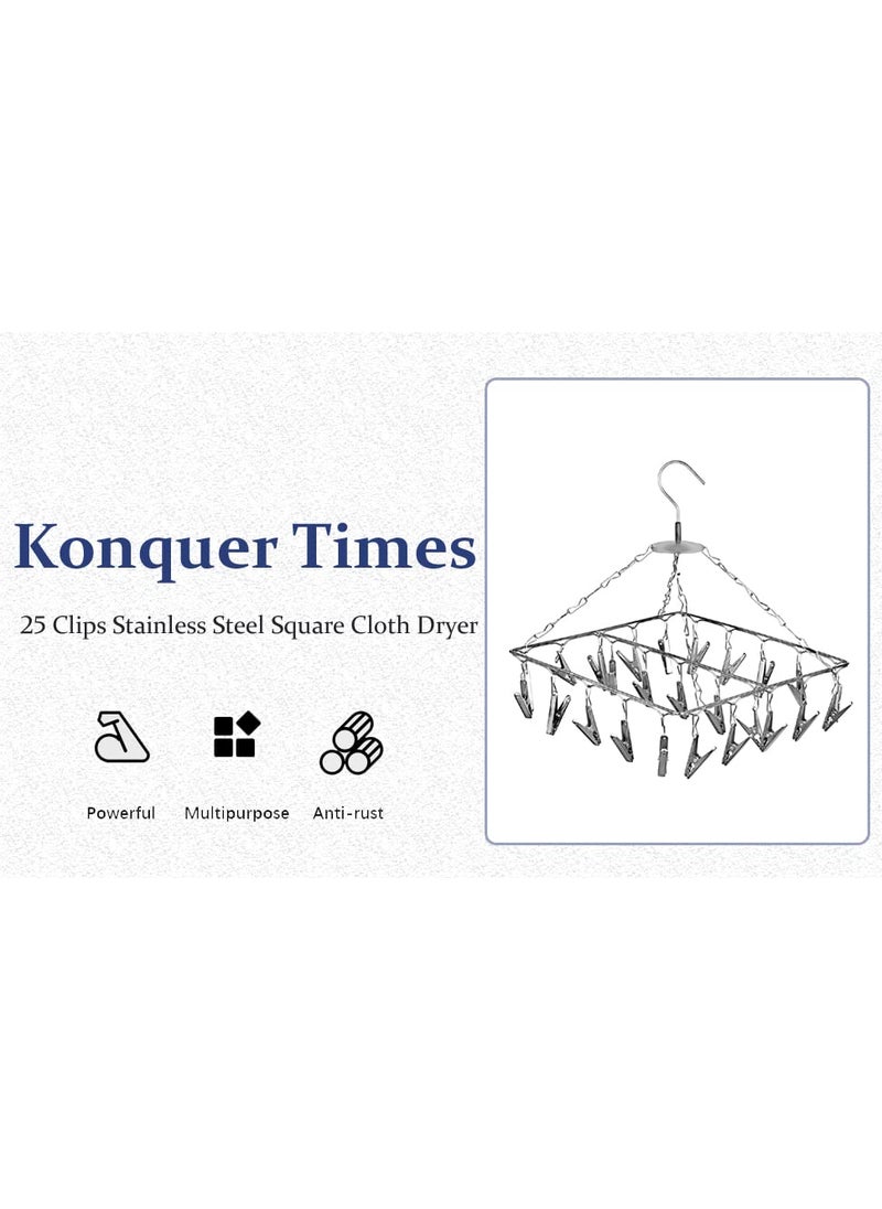 Konquer TimeS Konquer TimeS 25 Clips Stainless Steel Square Cloth DryerClothes Drying StandHanger with Clips Baby Cloth Hanger  - Image 4