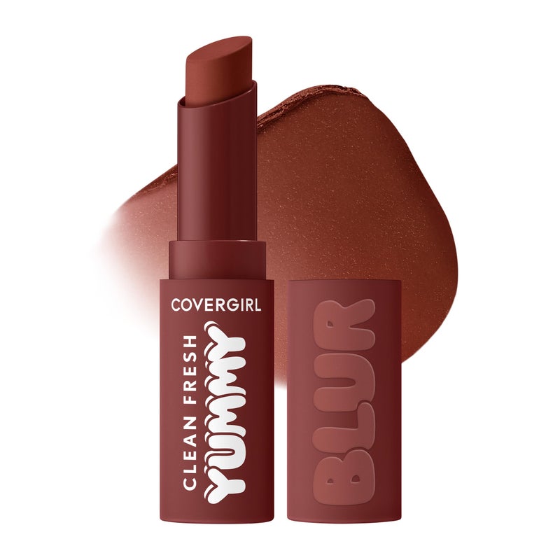 COVERGIRL Clean Fresh Yummy Blur Lipstick, Blurring Effect, Matte Lip Color, Fresh Pear Flavored, Vegan Formula - 180 Hunny Blur (Deep Plum) - Image 1