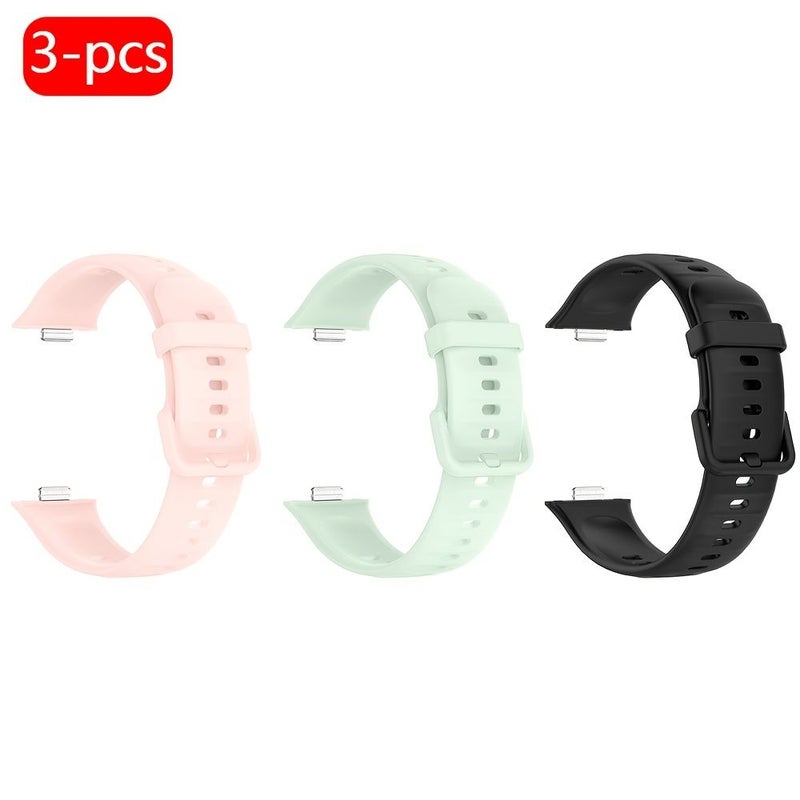 Fashion 3 Pack Watch Straps Orange Light Green Purple For Huawei Fit3 Fit4 Pro Sport Silicone Strap Quick Release Comfortable Buckle Design - Image 1