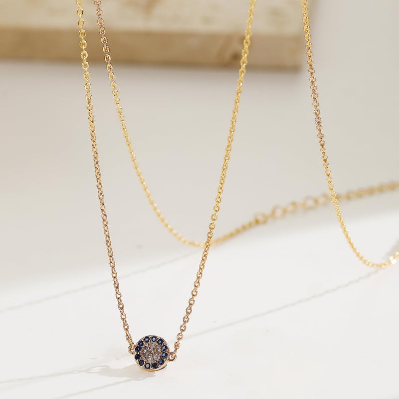 Collner 14K Gold Heart Pendant Necklace for Women Dainty Star Tiny Evil Eye Choker Necklace Boho Crescent Moon Necklace Minimalist Jewelry (Blue-Evil Eye) - Image 4