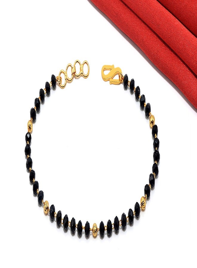 JHB Bangle Style Black Beautiful Latest Trend Artificial Crystal Beads Metal Brass Hand Bracelet for Women - Image 2