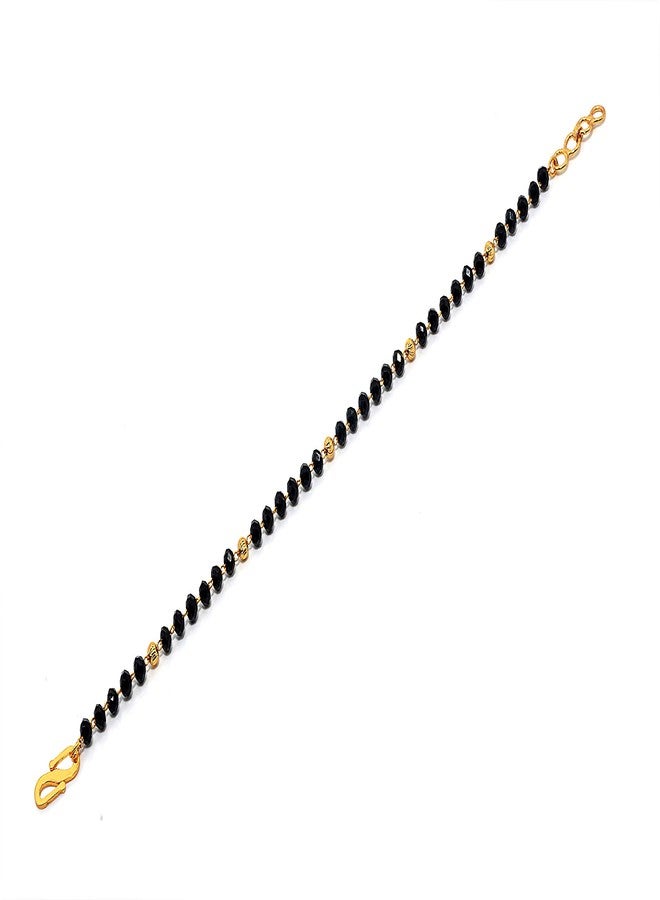 JHB Bangle Style Black Beautiful Latest Trend Artificial Crystal Beads Metal Brass Hand Bracelet for Women - Image 3
