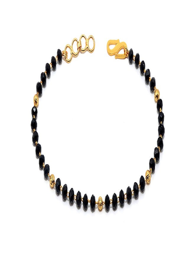JHB Bangle Style Black Beautiful Latest Trend Artificial Crystal Beads Metal Brass Hand Bracelet for Women - Image 1
