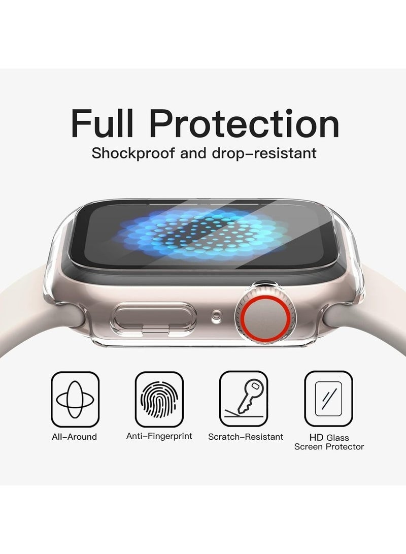 Case With Screen Protector For Apple Watch Series 9 8 7 45mm Overall Protective Cover Built-in Tempered Glass Film High Sensitivity 2 Pack (Clear) - Image 5