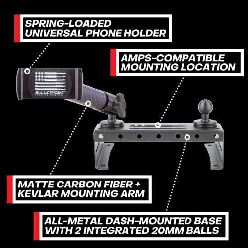 Bulletpoint Metal Dash Mount Phone Holder Compatible with 2015-2020 Ford F150 & 2017-2022 F250/F350 Super Duty - Dual 20mm Ball Dash F150 Phone Mount (Spring-Loaded) - Image 2