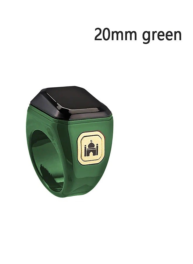 بستوش حلقة الذكر الذكية بحجم 20 ملم – حلقة تسبيح ذكية عربية للمسلمين مع تذكير بمواقيت الصلاة، عدّاد تسبيح، تقنية قابلة للارتداء، وتنبيه بالاهتزاز. مزودة بتطبيق IQIBLA الحصري وتذكيرات يومية للصلاة 5 مرات.(أخضر) - Image 1