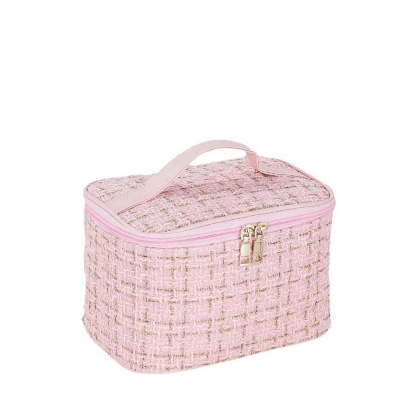 Cosmetic Bag 22x14x14cm Cotton Linen Blend With Large Compartment - Travel Organizer For Cosmetics Jewelry Personal Care Items - Image 1