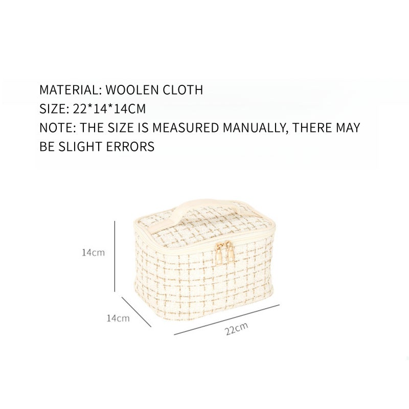 Cosmetic Bag 22x14x14cm Cotton Linen Blend With Large Compartment - Travel Organizer For Cosmetics Jewelry Personal Care Items - Image 2