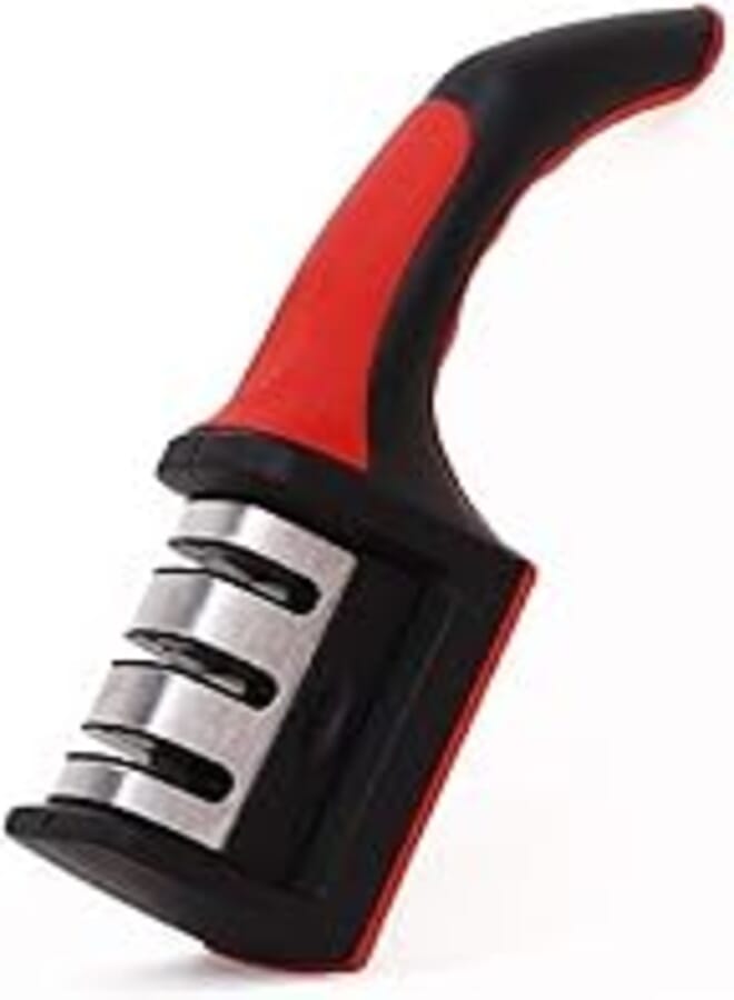 Double sided three stage sharpener for household sharpening tool