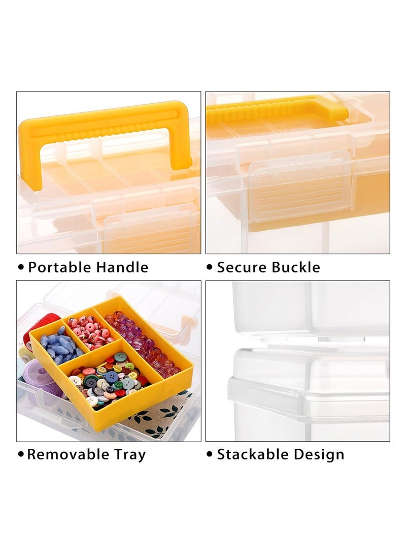 Generic Clear Plastic Storage Box, Large Capacity Storage Box for Fishing Gear Accessories, Multipurpose Stationery Storage Box with Handle, Sewing Box Art Craft Supply Organizer Home Utility Box 