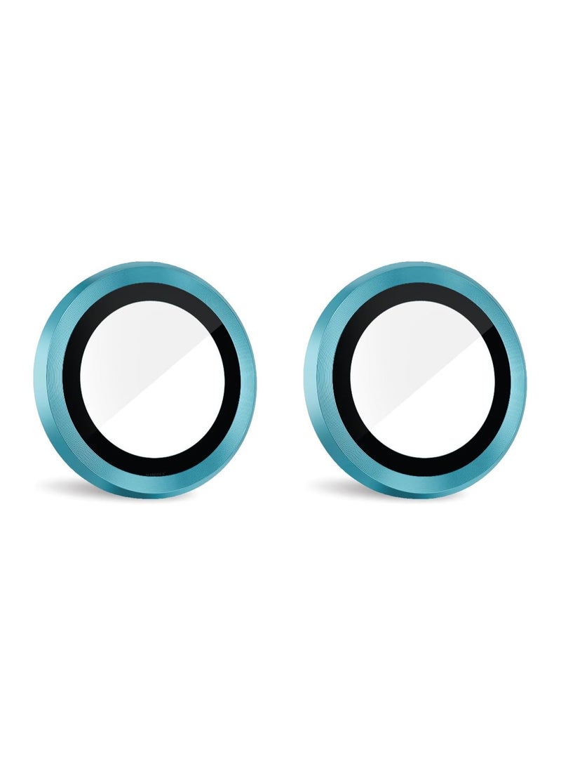 Camera Lens Protector for iPhone 16 Tempered Glass Aluminum Ring Cover, HD Clear, iPhone Camera Design Matching, Anti-Reflection, Anti-Scratch, Full Set (cyan) - Image 2