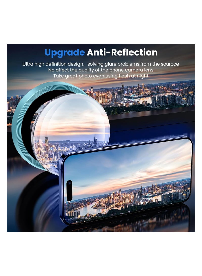 Camera Lens Protector for iPhone 16 Tempered Glass Aluminum Ring Cover, HD Clear, iPhone Camera Design Matching, Anti-Reflection, Anti-Scratch, Full Set (cyan) - Image 4