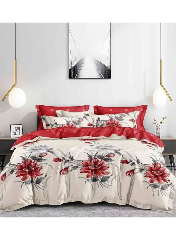 Luxury King 6-Piece Bedding Set –  simple Design, 220x240cm Duvet Cover with Fitted Sheet & 4 Pillowcases