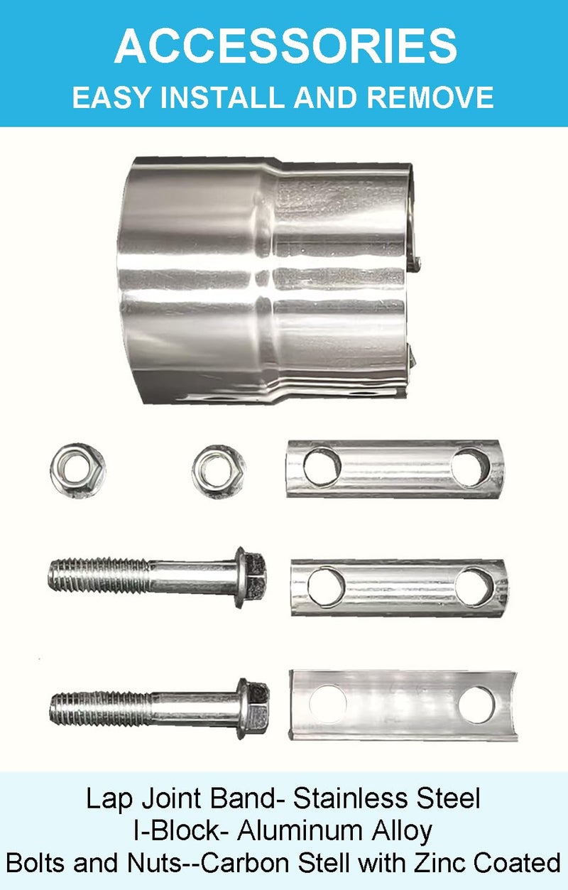 DecoHongDi 2.5 Inch Exhaust Clamps 2 Packs,2 1/2in Lap Joint Band Clamp 304 Stainless Steel for Muffler Pipe Repair,Catalytic Converters - Image 2