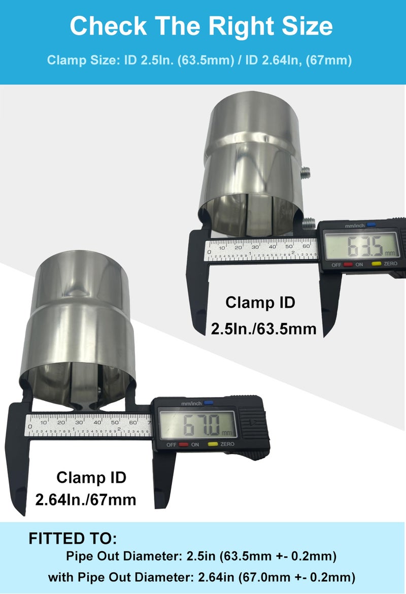 DecoHongDi 2.5 Inch Exhaust Clamps 2 Packs,2 1/2in Lap Joint Band Clamp 304 Stainless Steel for Muffler Pipe Repair,Catalytic Converters - Image 3