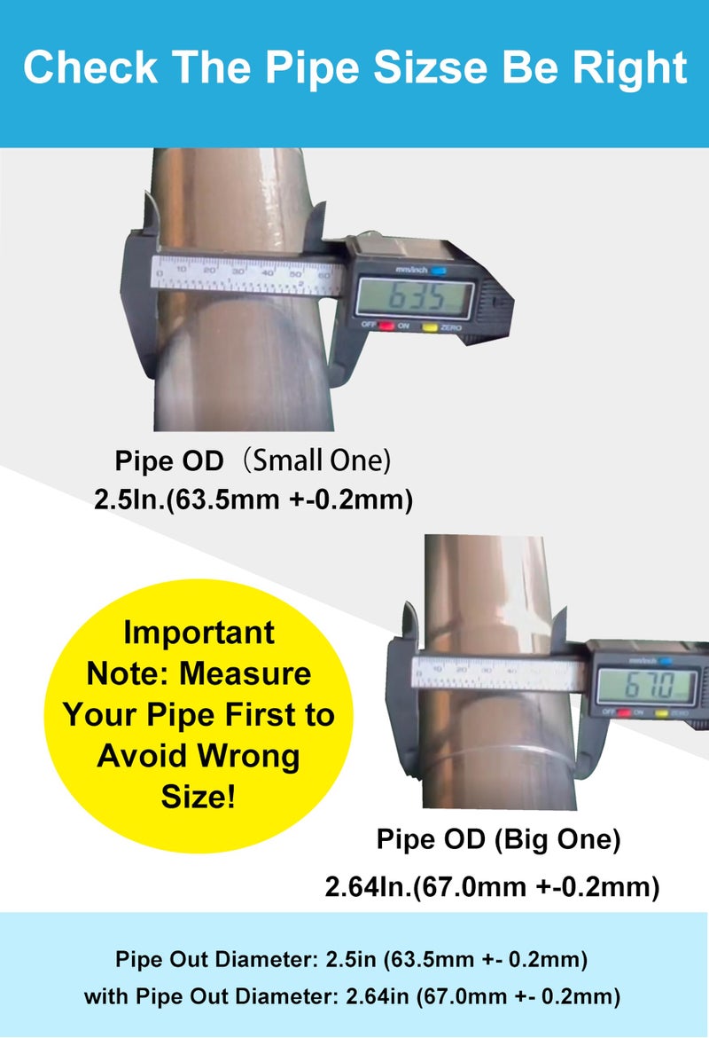 DecoHongDi 2.5 Inch Exhaust Clamps 2 Packs,2 1/2in Lap Joint Band Clamp 304 Stainless Steel for Muffler Pipe Repair,Catalytic Converters - Image 4