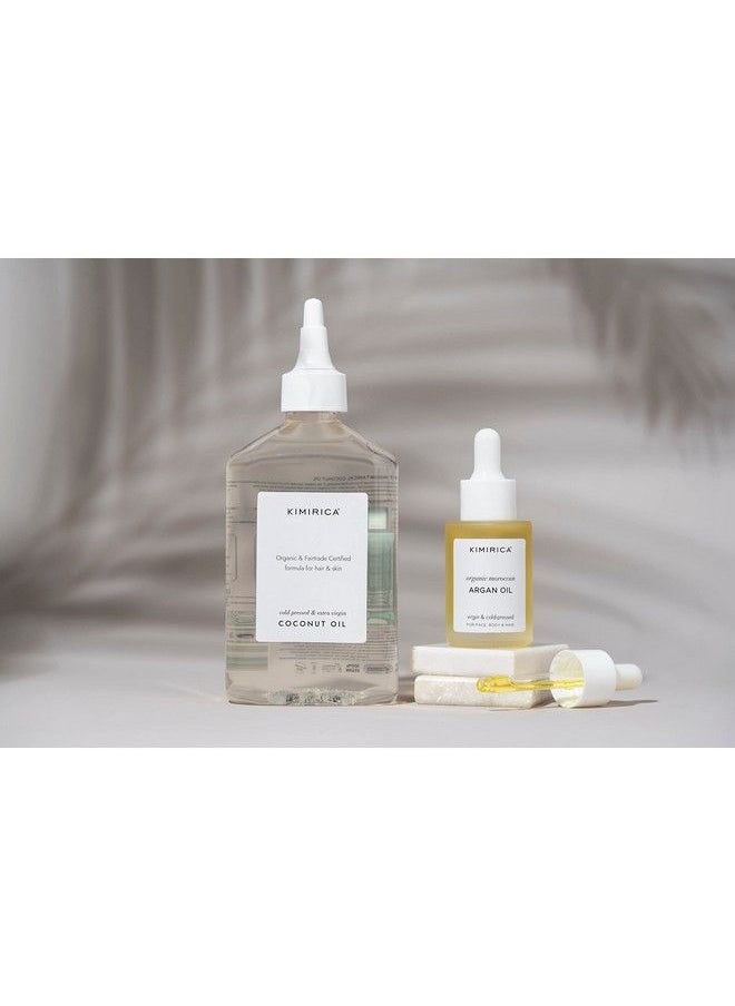 KIMIRICA - Botanical Oil Duo ; Fairtrade Cold Pressed Coconut Oil + Argan Oil Pure Moroccan Argan Oil For Healthy Hair ; The Perfect Duo To Fight Summer Dryness. - Image 1