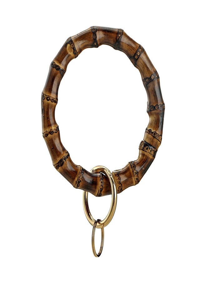 Ido4U Natural Bamboo Key Ring Bracelets Wristlet Keychain Holder with 3.4" Inner Diameter (12mm, B-Burned Color) - Image 3