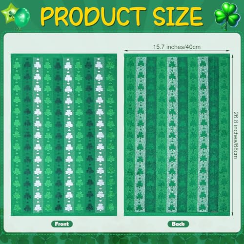 Hallswl 2pcs 16 x 27 Inch St. Patrick's Day Hand Towels 3D Green Shamrock Jacquard Bath Towel Irish Clover Cotton Soft Bathroom Kitchen Decorative Set for St. Patrick's Day Holiday Decor Gift - Image 2