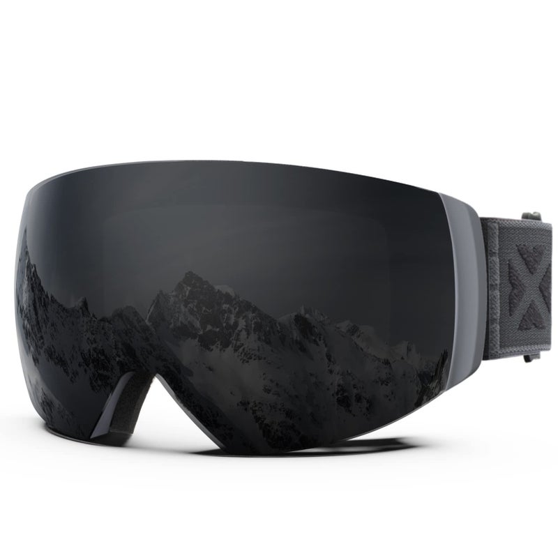 MAXJULI Ski Goggles Men WomenOTG Snow Goggles with Magnetic Interchangeable Antifog HD Lens UV Protection Grey FrameGray Lens