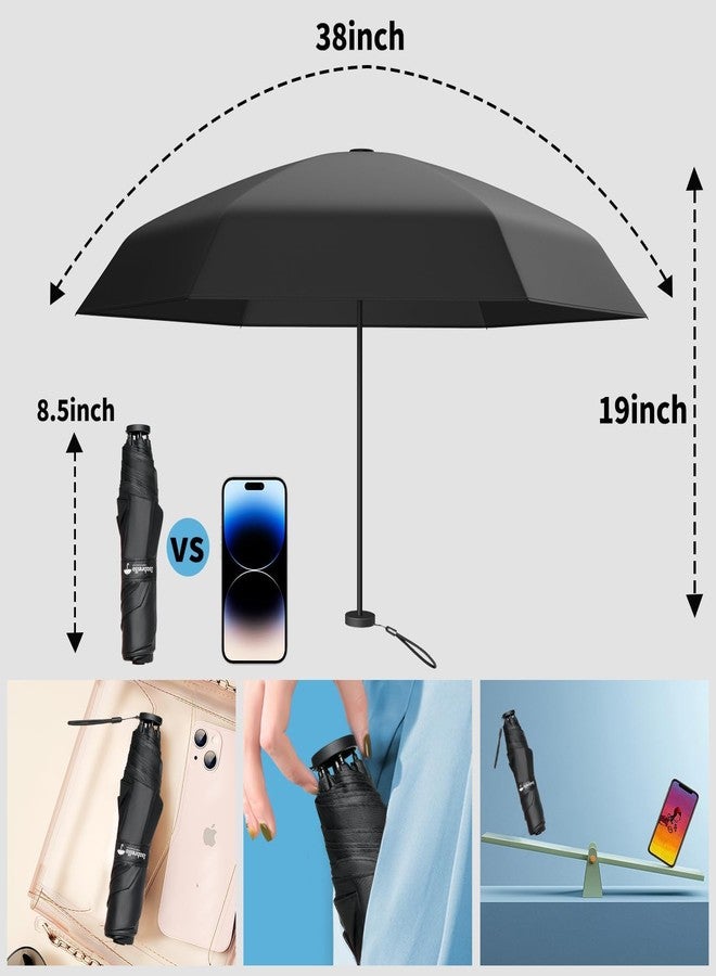ISABRELLA UPF 50+ UV Protection Ultra Lightweight Small Umbrella for Women & Kids, 130g Mini Pocket Umbrella, 3 Fold Compact Travel Umbrella, 38-Inch Windproof Canopy, Small & Portable for Daily Use (black) - Image 2