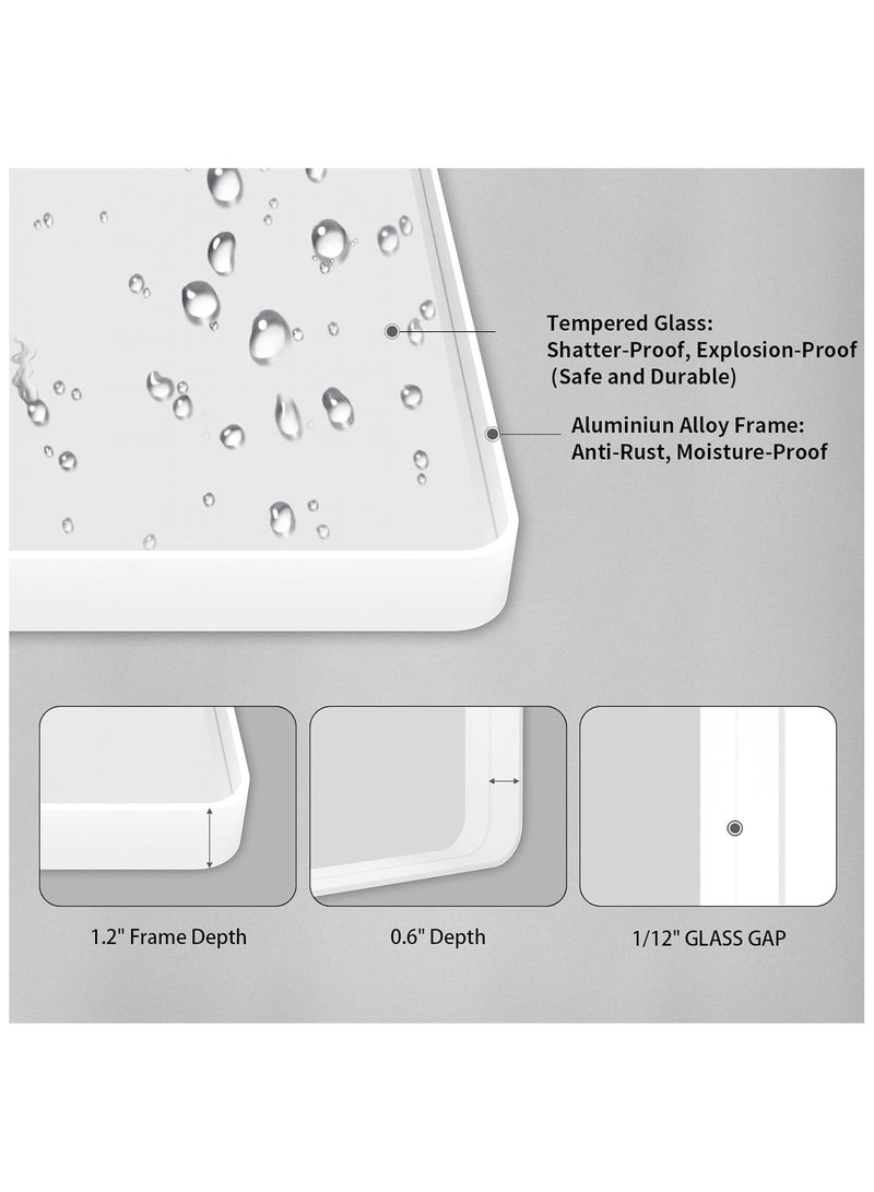 XICEN Bathroom Mirror, 40 x 50 cm Rectangular Wall-Mounted Mirrors,makeup mirror, Wall Mirror with Aluminum Alloy Frame, Modern Large Mirrors for Bathroom, Bedroom,Vanity, Hangs Vertically or Horizontally（White Frame） - Image 5