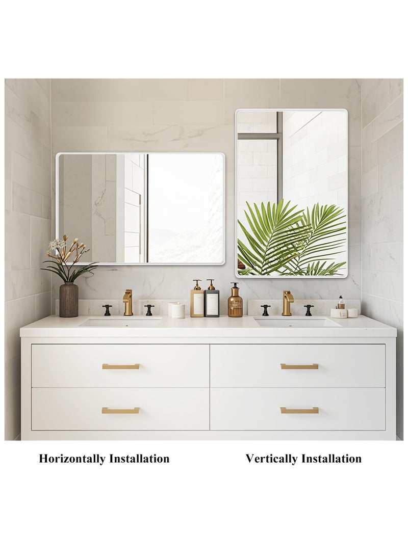 XICEN Bathroom Mirror, 40 x 50 cm Rectangular Wall-Mounted Mirrors,makeup mirror, Wall Mirror with Aluminum Alloy Frame, Modern Large Mirrors for Bathroom, Bedroom,Vanity, Hangs Vertically or Horizontally（White Frame） - Image 3
