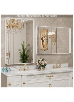 Bathroom Mirror, 40 x 50 cm Wall-mounted Rounded Rectangular Mirror, Wall Mirror with Aluminum Alloy Frame, Modern Large Mirrors for Bathroom, Bedroom,Vanity, Hangs Vertically or Horizontally - pzsku/ZCAEEB4704072F5416D6DZ/45/_/1737363375/8bb482dc-9981-4491-a72b-4870d8d0c6bd