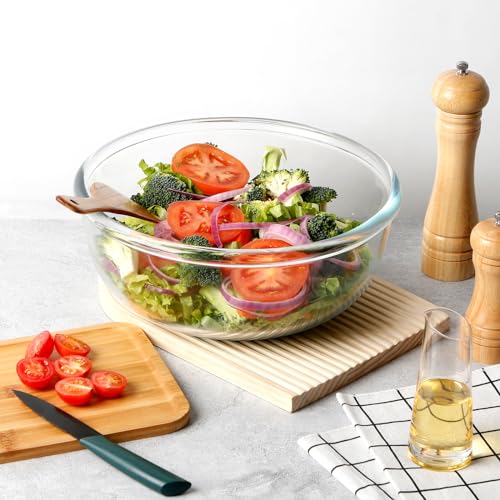 NUTRIUPS 6 Quart Large Glass Mixing Bowl, Clear Large Salad Bowls Glass Big Mixing Bowls for Kitchen - Image 4