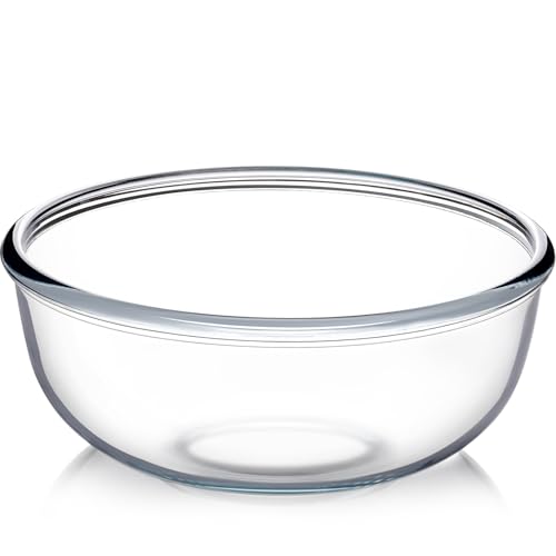 NUTRIUPS 6 Quart Large Glass Mixing Bowl, Clear Large Salad Bowls Glass Big Mixing Bowls for Kitchen - Image 1