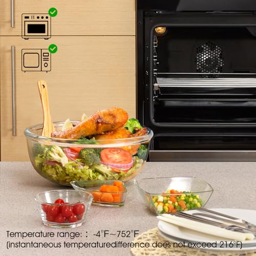 NUTRIUPS 6 Quart Large Glass Mixing Bowl, Clear Large Salad Bowls Glass Big Mixing Bowls for Kitchen - Image 5