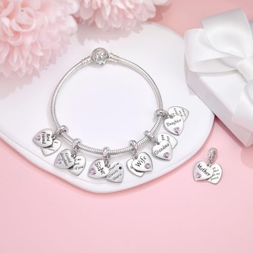 DALARAN Mother Charms for Pandora Bracelet Mom Love Heart Dangle Charms Mother's Day Chrismas Present for Women - Image 5
