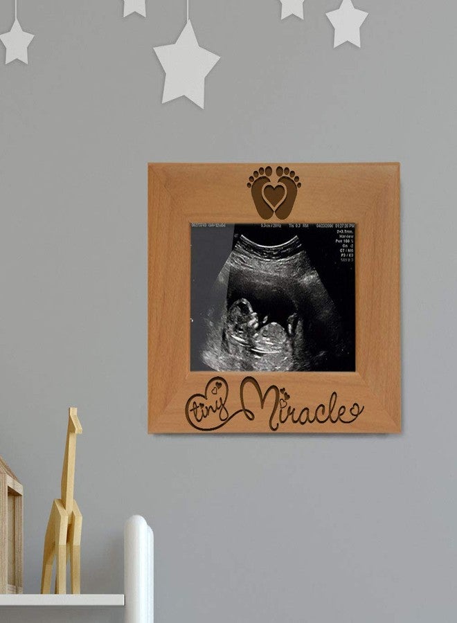 KATE POSH - Tiny Miracle Engraved Natural Wood Picture Frame, New Baby, New Dad & Mom, Parents Gift, Ultrasound, Sonogram, Baby Announcement - Image 5