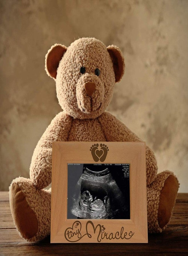 KATE POSH - Tiny Miracle Engraved Natural Wood Picture Frame, New Baby, New Dad & Mom, Parents Gift, Ultrasound, Sonogram, Baby Announcement - Image 4