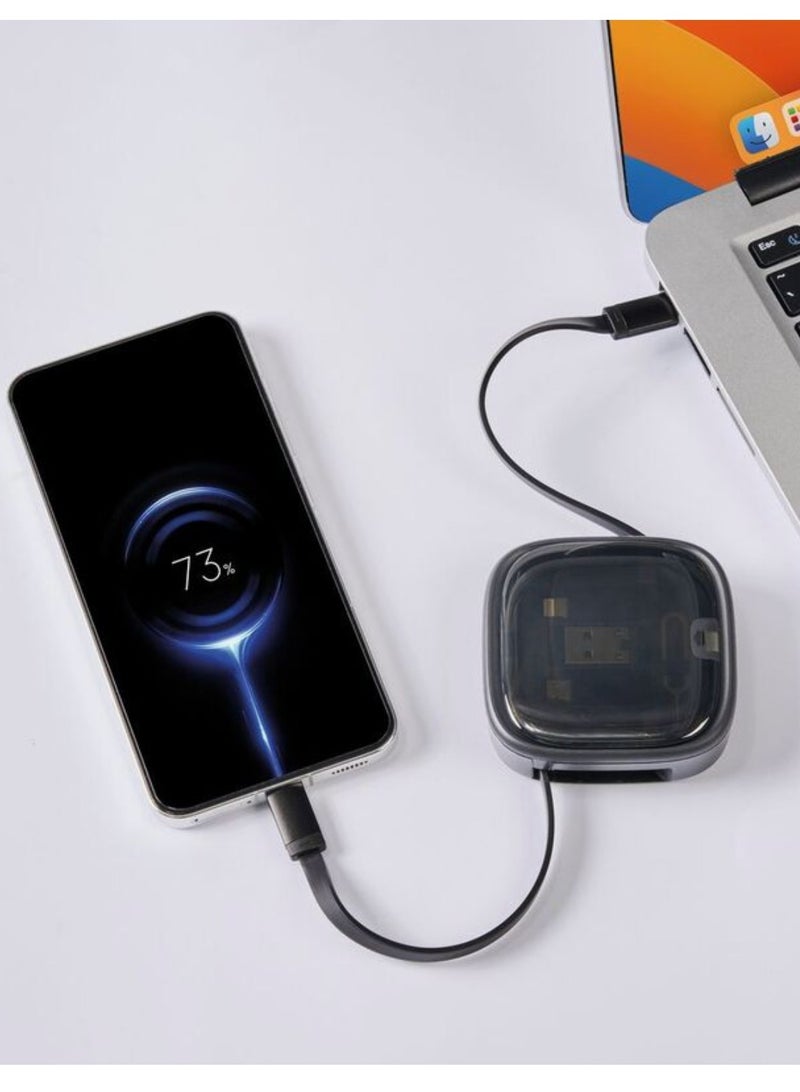 TRAVEL Travelmall Mobilesteri 8‑in‑1 Compact Multi‑Tool Kit – Retractable USB‑C Cable, Lightning/Micro‑USB Adapters, Nano‑SIM Storage – Black  - Image 5