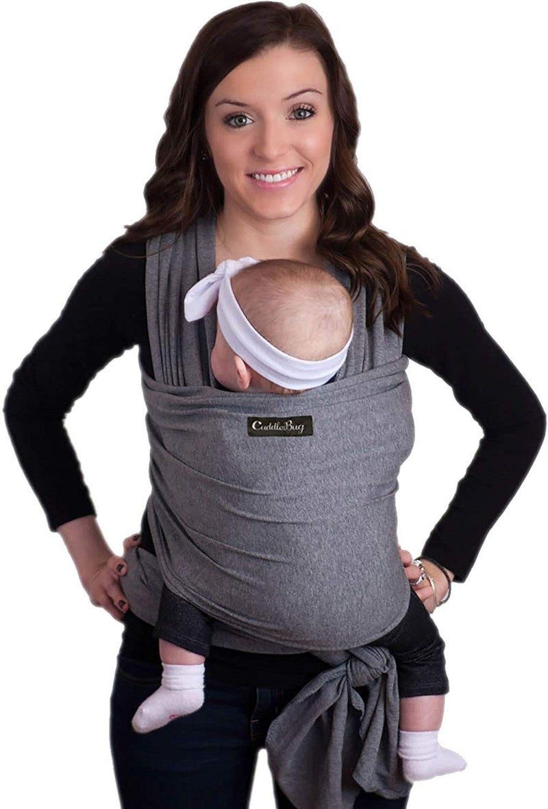 Cuddle Bug CuddleBug Baby Wrap - Hands-Free Baby Carrier Wrap - Soft & Stretchy Baby Wraps Carrier - Baby Carrier Newborn to Toddler 7-35 lbs - One-Size-Fits-All Baby Holder Wrap - Hip-Healthy Wrap (Gray) - Image 4