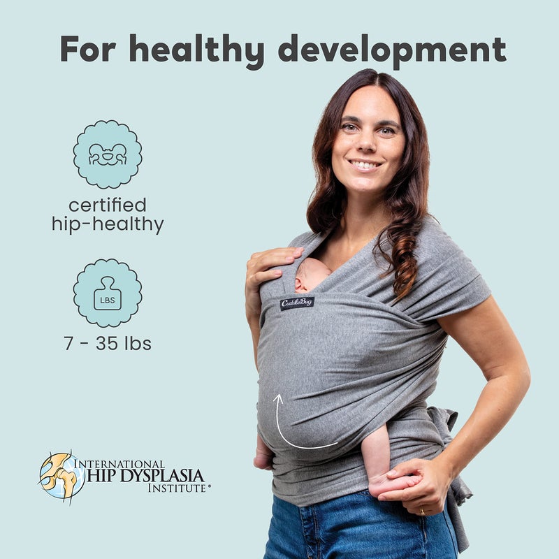 Cuddle Bug CuddleBug Baby Wrap - Hands-Free Baby Carrier Wrap - Soft & Stretchy Baby Wraps Carrier - Baby Carrier Newborn to Toddler 7-35 lbs - One-Size-Fits-All Baby Holder Wrap - Hip-Healthy Wrap (Gray) - Image 3
